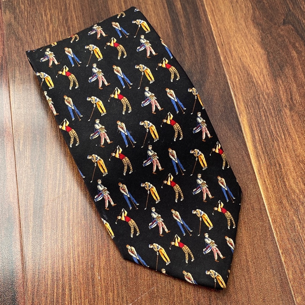 Crooks and Creed Golfer Silk Tie Black